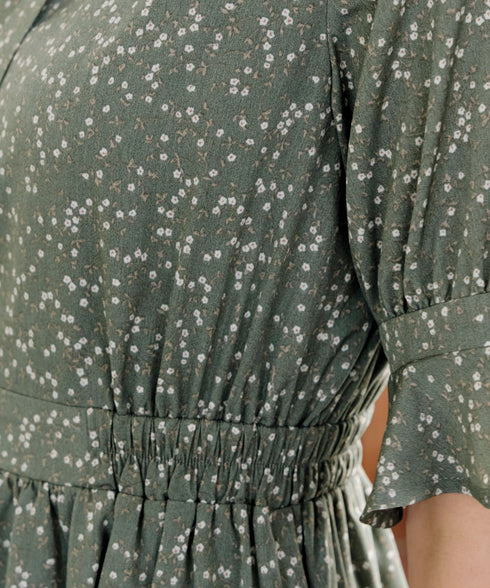 キャンディースリーブ花柄ワンピース