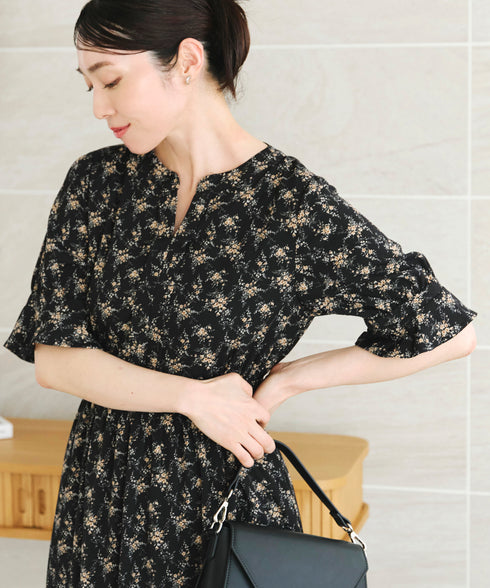 キャンディースリーブ花柄ワンピース