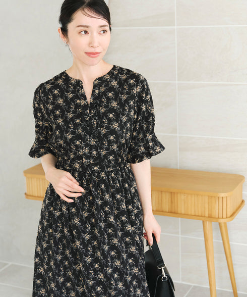 キャンディースリーブ花柄ワンピース