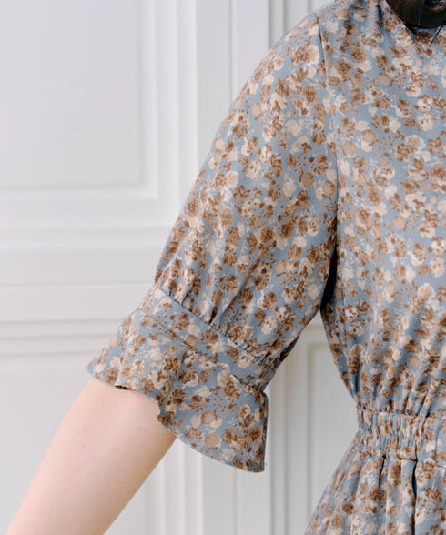 キャンディースリーブ花柄ワンピース