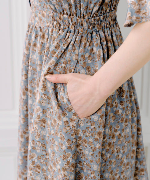 キャンディースリーブ花柄ワンピース