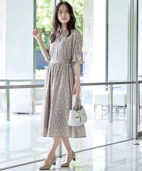 キャンディースリーブ花柄ワンピース