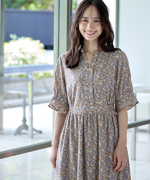 キャンディースリーブ花柄ワンピース