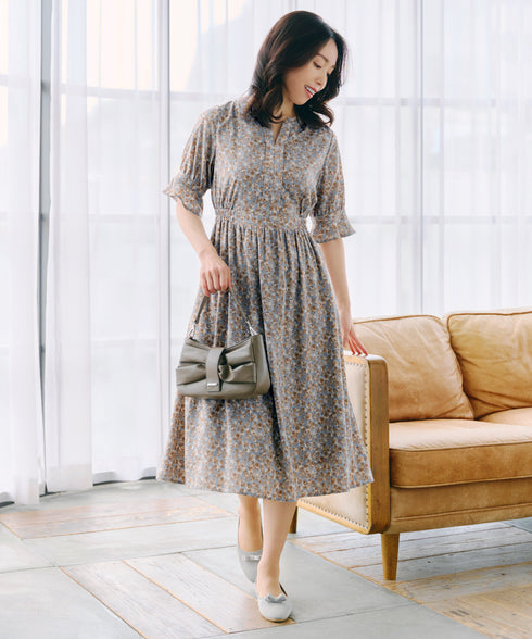 キャンディースリーブ花柄ワンピース