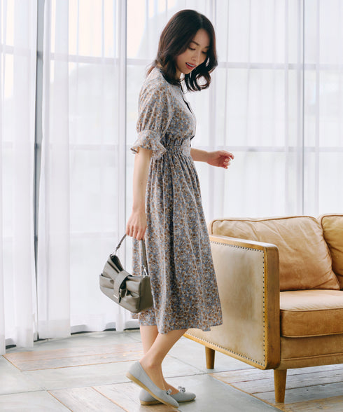 キャンディースリーブ花柄ワンピース