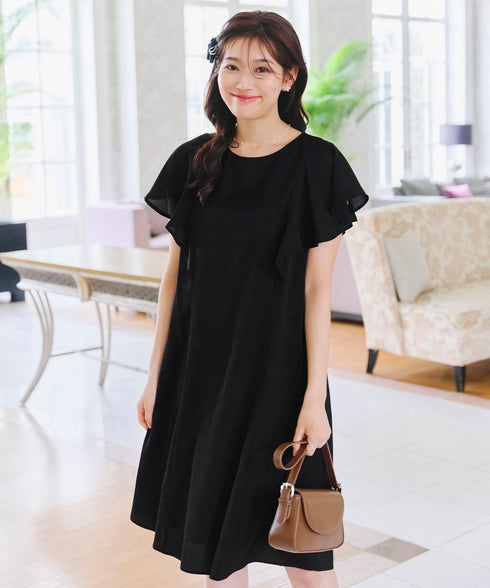 【アウトレット】フレアスリーブ花柄サックワンピース