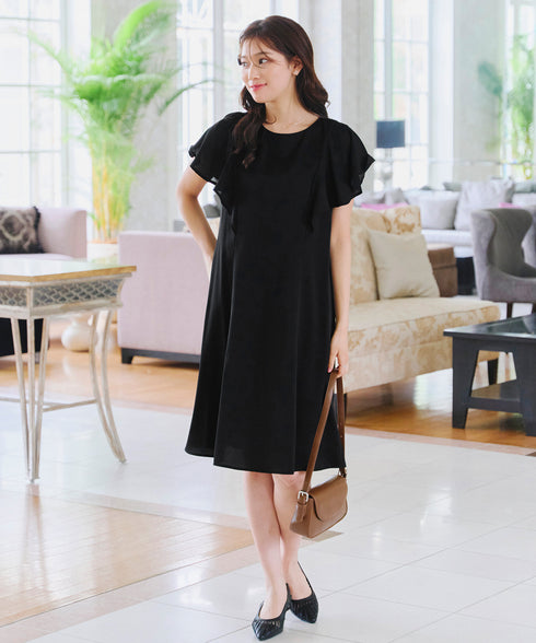 【アウトレット】フレアスリーブ花柄サックワンピース