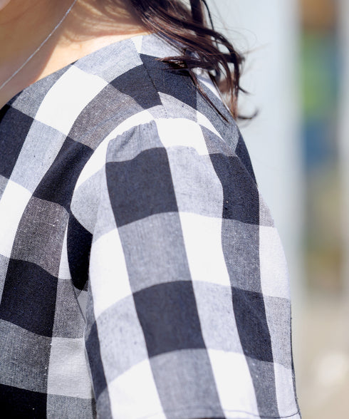 【アウトレット / 袖が選べる】大柄ギンガムチェックワンピース