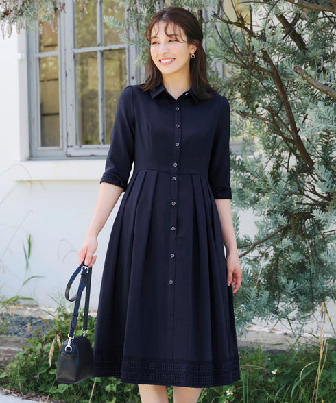 レースコンビシャツワンピース