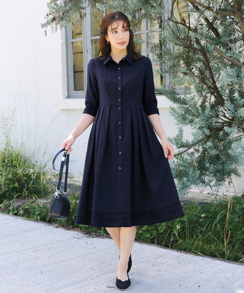 レースコンビシャツワンピース