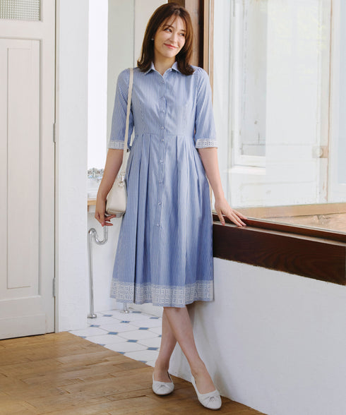 レースコンビシャツワンピース