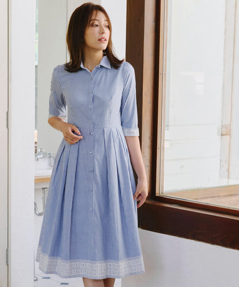 レースコンビシャツワンピース