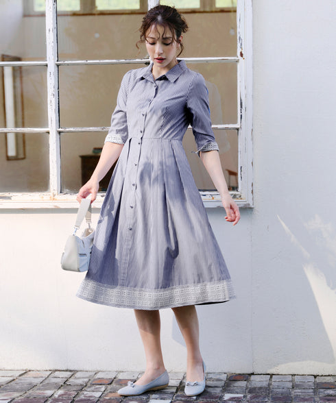 レースコンビシャツワンピース