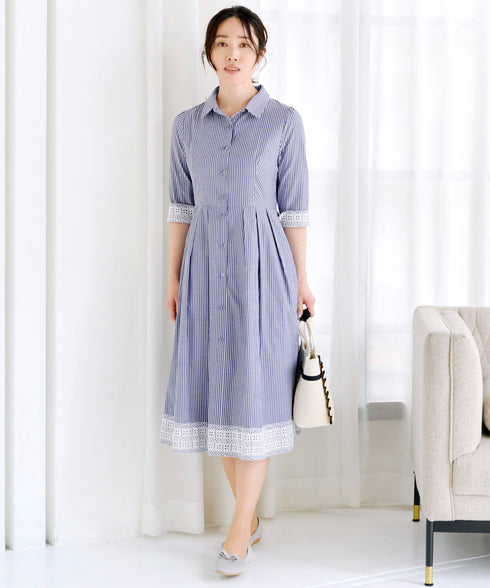 レースコンビシャツワンピース