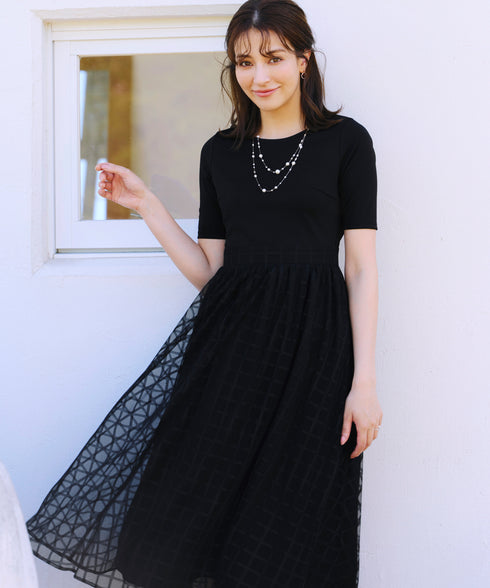 異素材ドッキングワンピース