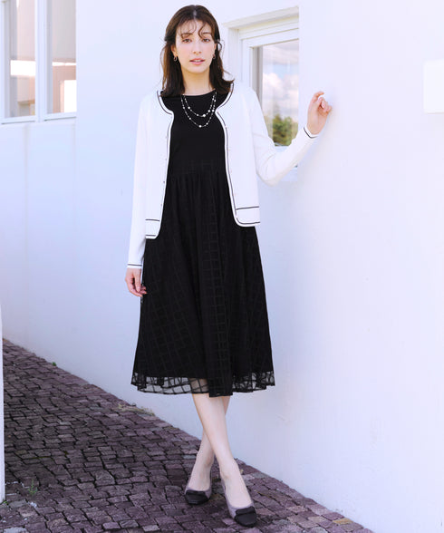 異素材ドッキングワンピース