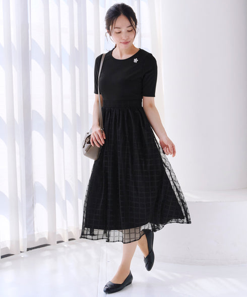 異素材ドッキングワンピース