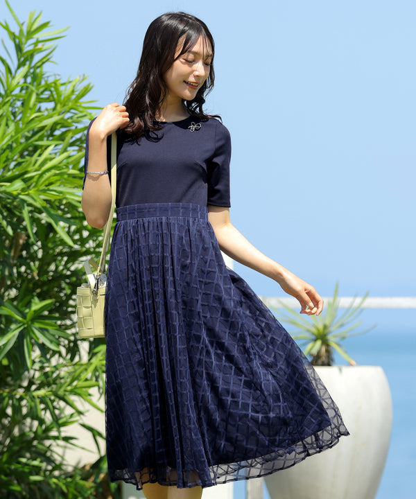 異素材ドッキングワンピース