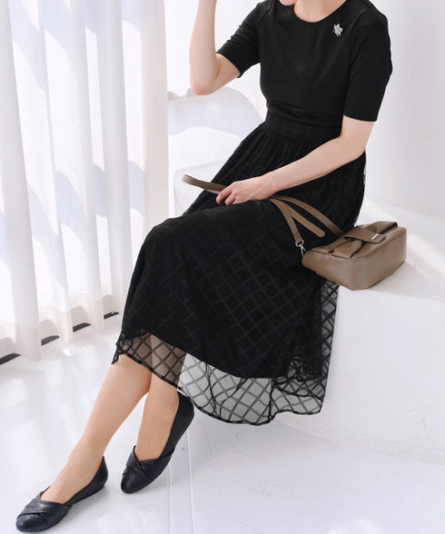 異素材ドッキングワンピース