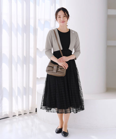 異素材ドッキングワンピース