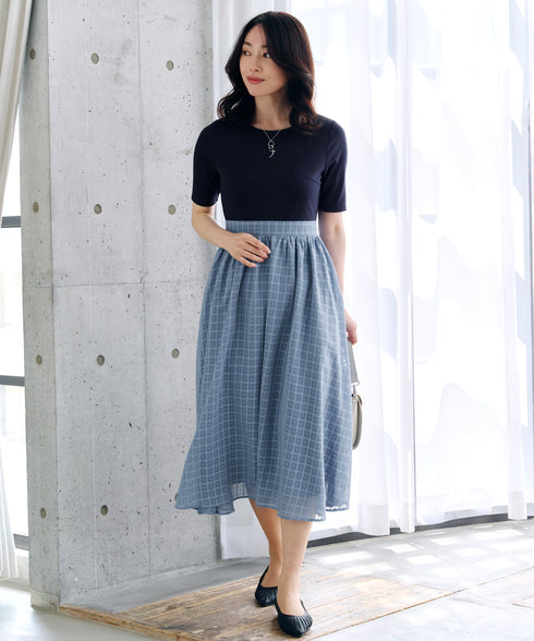 異素材ドッキングワンピース