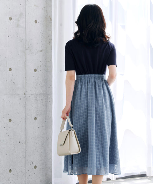 異素材ドッキングワンピース