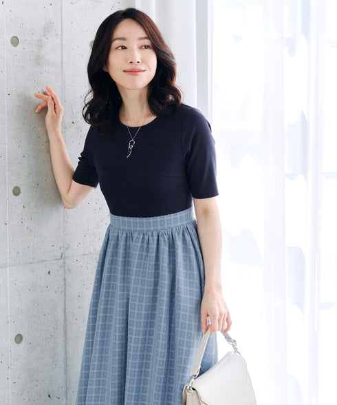 異素材ドッキングワンピース