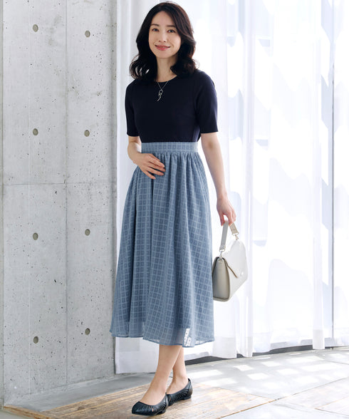 異素材ドッキングワンピース