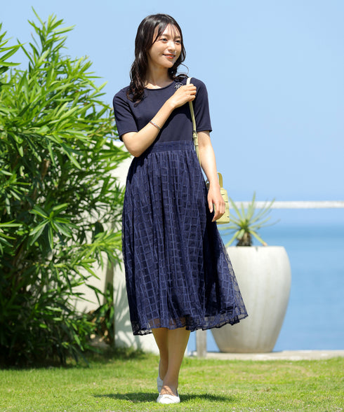 異素材ドッキングワンピース