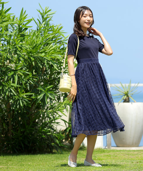 異素材ドッキングワンピース