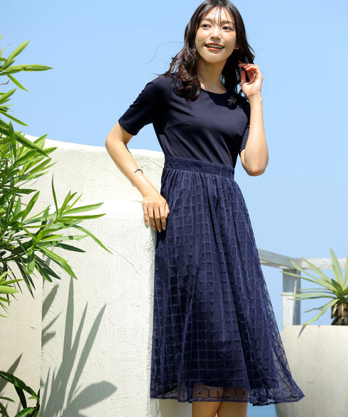 異素材ドッキングワンピース