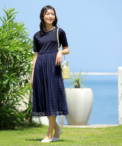 異素材ドッキングワンピース