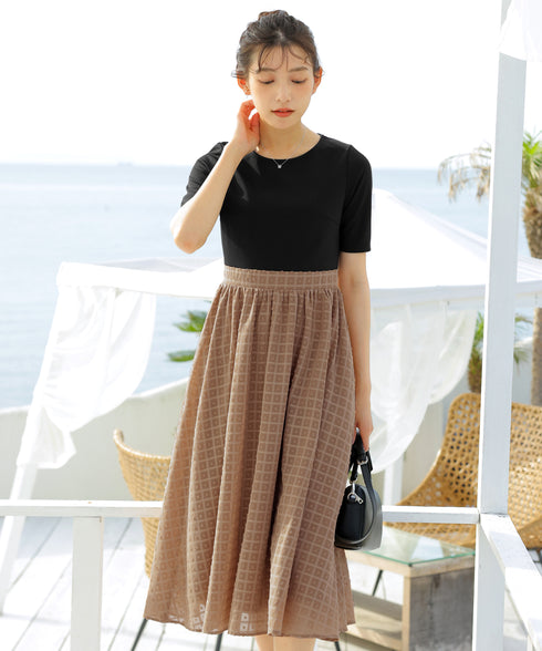 異素材ドッキングワンピース