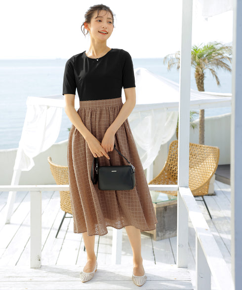 異素材ドッキングワンピース