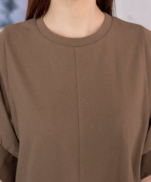 【アウトレット】デザインカフス付きマキシカットソーワンピース