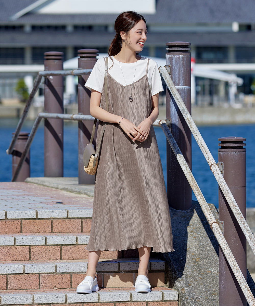 2点セット】変形プリーツキャミワンピース＆Tシャツ – Tiaclasse