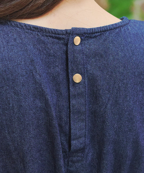 デニムタックギャザーワンピース