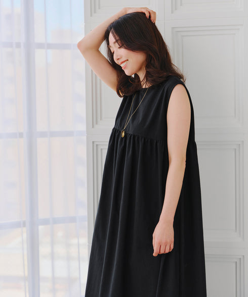 後ろリボンギャザーワンピース