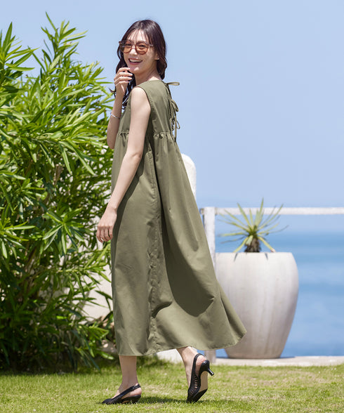 後ろリボンギャザーワンピース