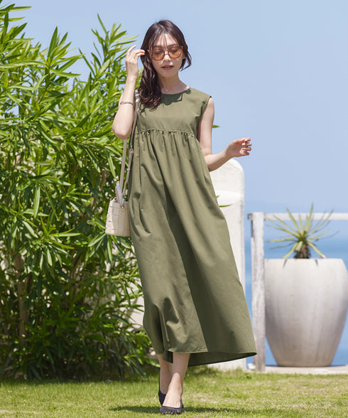 後ろリボンギャザーワンピース