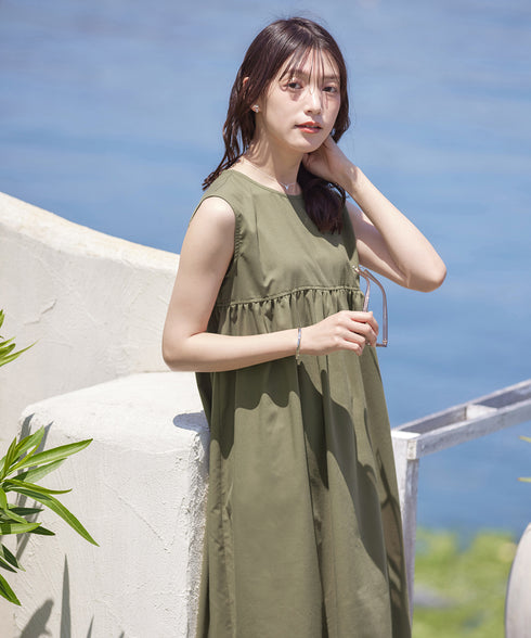 後ろリボンギャザーワンピース