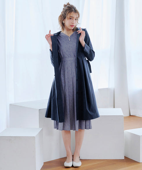 【アウトレット】花柄シフォン袖ワンピース