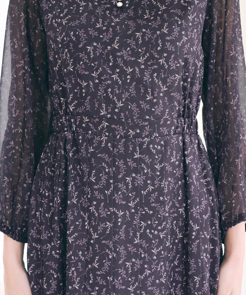 【アウトレット】花柄シフォン袖ワンピース