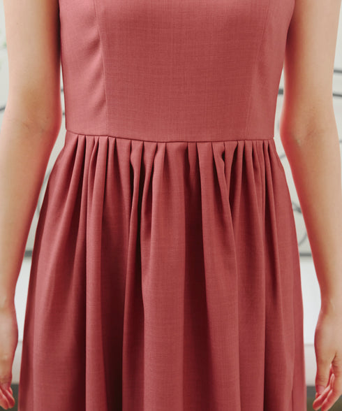 【アウトレット】麻調スクエアネックワンピース