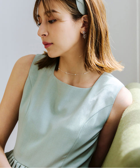 【アウトレット】麻調スクエアネックワンピース