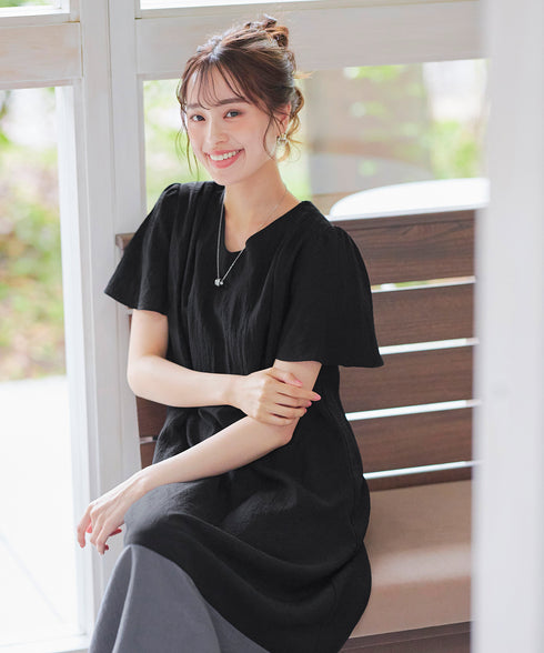 【アウトレット】配色Aラインサックワンピース