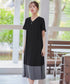 【アウトレット】配色Aラインサックワンピース