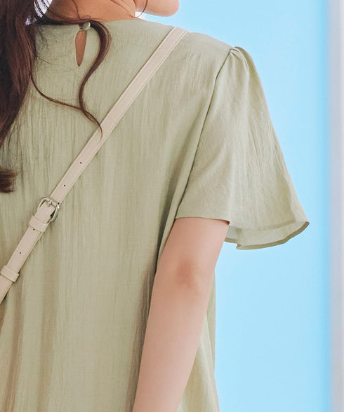 【アウトレット】配色Aラインサックワンピース