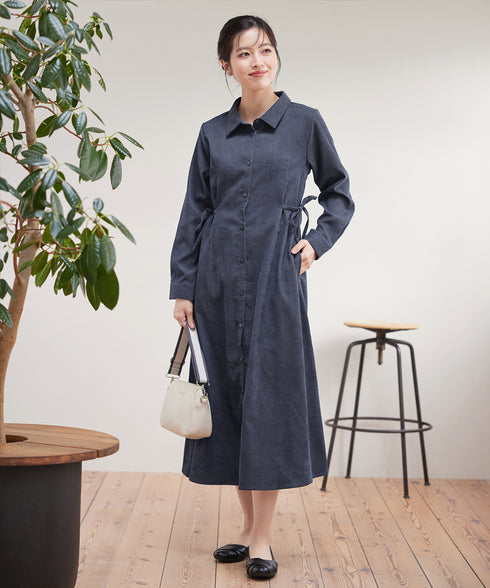 コーデュロイサイドリボンワンピース