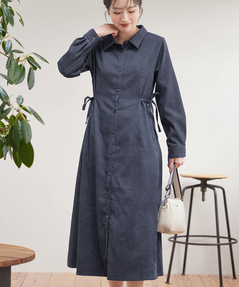 コーデュロイサイドリボンワンピース